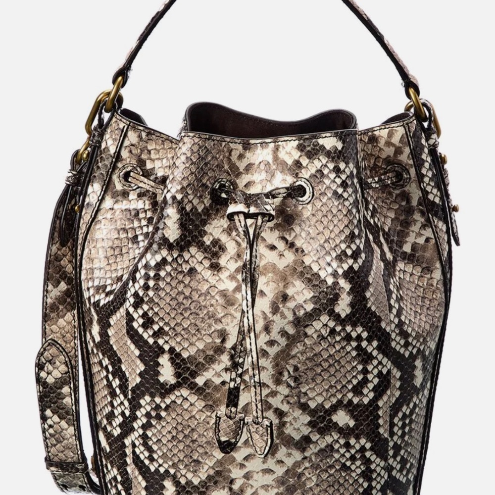 Michael Kors Collection Snake-Embossed Leather Bucket Bag